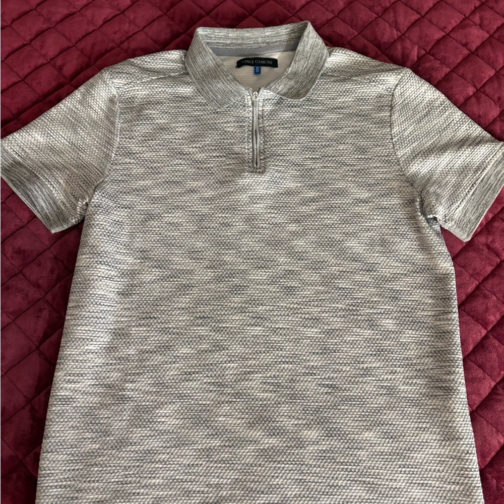 Vince Camuto Heathered Gray Polo Shirt